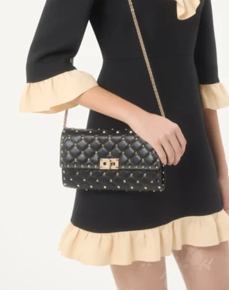 Rockstud Spike Nappa Leather Crossbody Clutch Bag