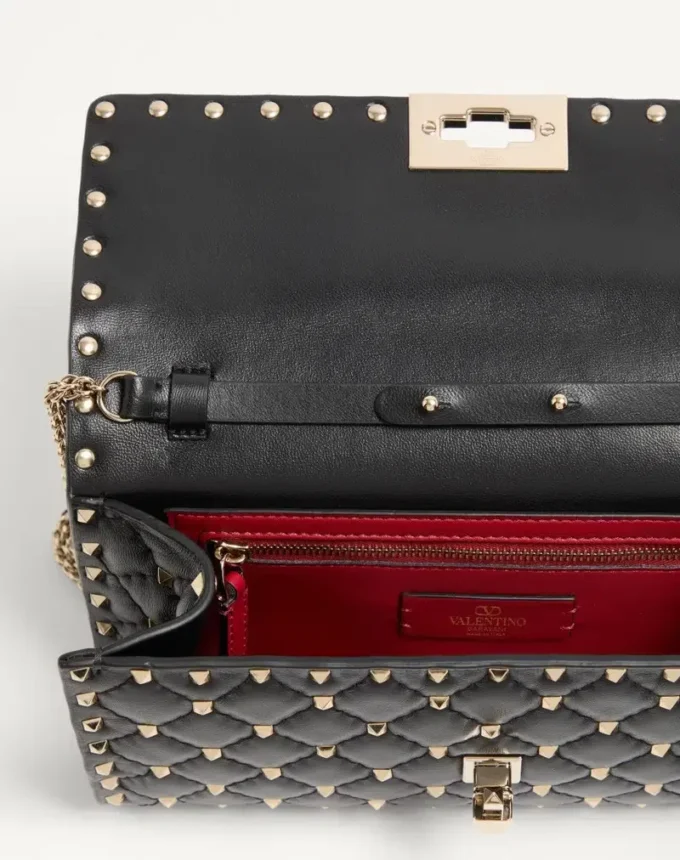 Rockstud Spike Nappa Leather Crossbody Clutch Bag