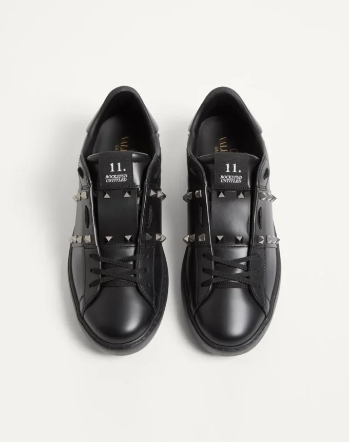 Rockstud Untitled Sneaker In Calfskin Leather