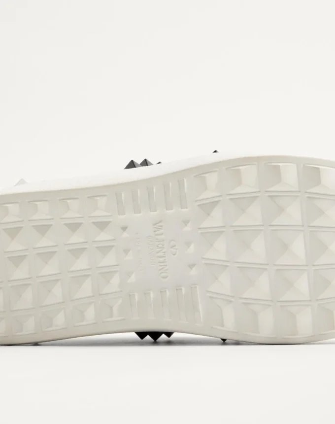 Rockstud Untitled Sneaker In Calfskin Leather With Tonal Studs