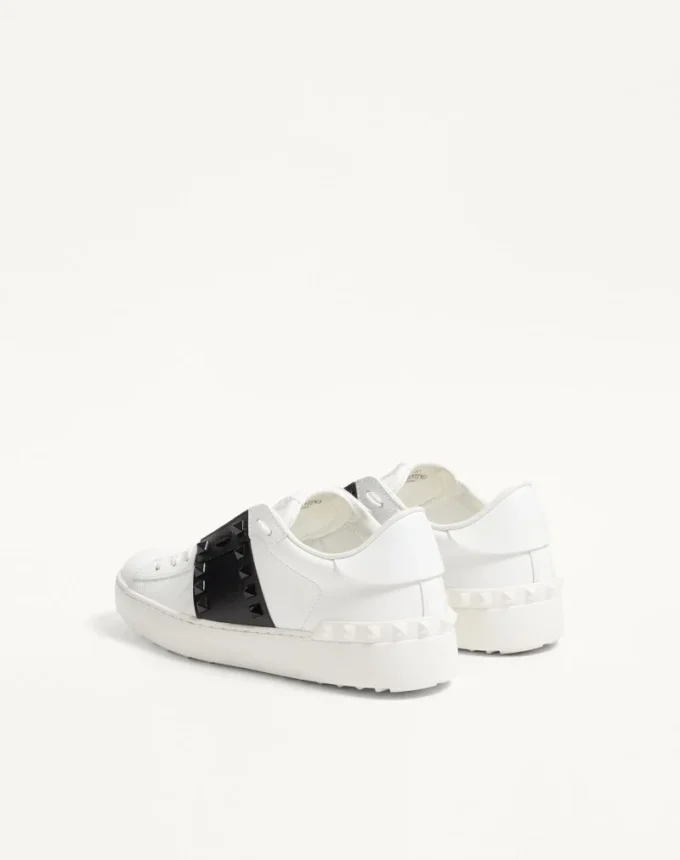 Rockstud Untitled Sneaker In Calfskin Leather With Tonal Studs