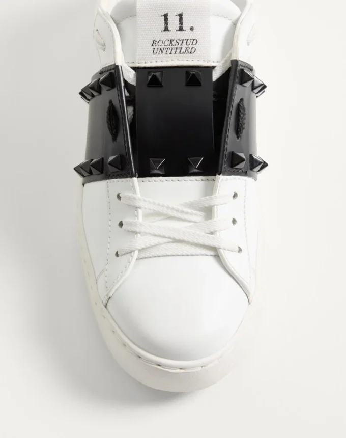 Rockstud Untitled Sneaker In Calfskin Leather With Tonal Studs