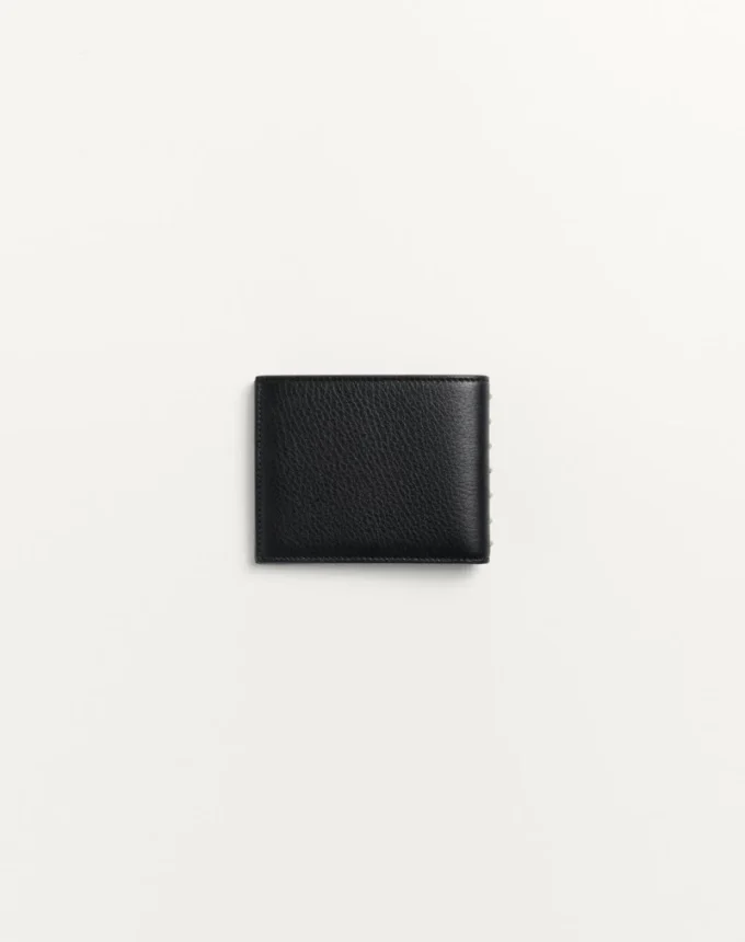 Rockstud Wallet In Grainy Calfskin