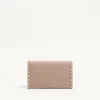 Rockstud Wallet With Chain In Grainy Calfskin