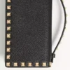 Rockstud Wallet With Chain In Grainy Calfskin