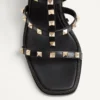 Rockstud Wedge Sandal In Calfskin With Check Embroidery 80Mm Rockstud Wedge Sandal In Calfskin With Check Embroidery 80Mm