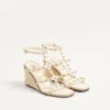 Rockstud Wedge Sandal In Calfskin With Cornely Embroidery 80Mm
