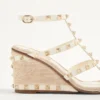 Rockstud Wedge Sandal In Calfskin With Cornely Embroidery 80Mm