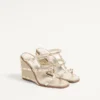 Rockstud Wedge Sandal In Laminated Nappa With Cornely Embroidery 100Mm Rockstud Wedge Sandal In Laminated Nappa With Cornely Embroidery 100Mm