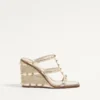 Rockstud Wedge Sandal In Laminated Nappa With Cornely Embroidery 100Mm Rockstud Wedge Sandal In Laminated Nappa With Cornely Embroidery 100Mm