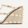 Rockstud Wedge Sandal In Laminated Nappa With Cornely Embroidery 100Mm Rockstud Wedge Sandal In Laminated Nappa With Cornely Embroidery 100Mm