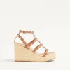 Rockstud Wedge Sandal With Calfskin Straps 95Mm