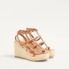 Rockstud Wedge Sandal With Calfskin Straps 95Mm