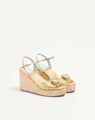 Royal Wedge Sandal In Metallic Nappa Leather 100Mm