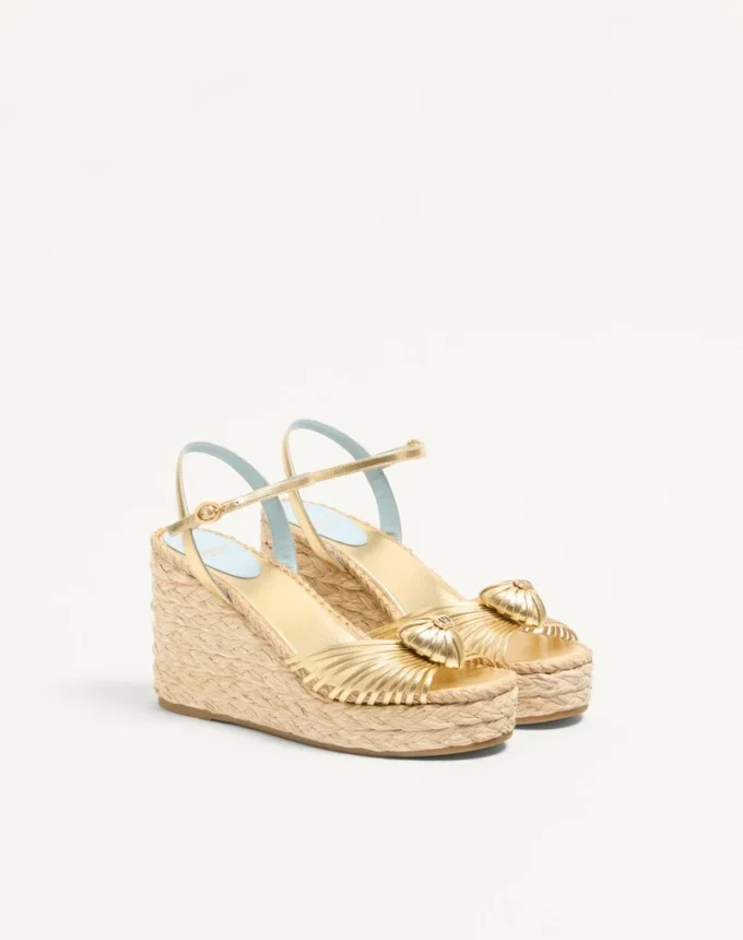 Royal Wedge Sandal In Metallic Nappa Leather 100Mm