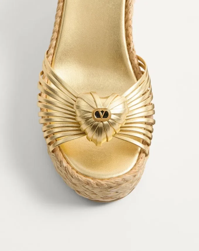 Royal Wedge Sandal In Metallic Nappa Leather 100Mm