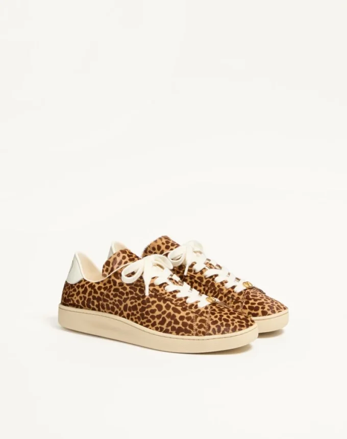 Royco Sneaker in Hair Calf with Fauve Eclat Print and Nappa Calf Leather