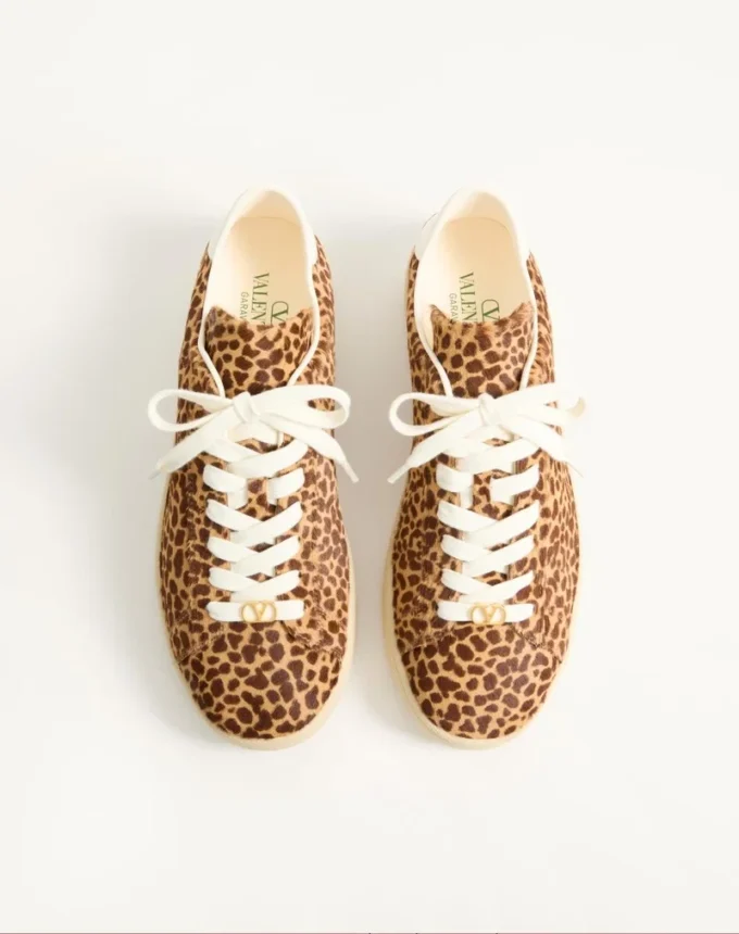 Royco Sneaker in Hair Calf with Fauve Eclat Print and Nappa Calf Leather