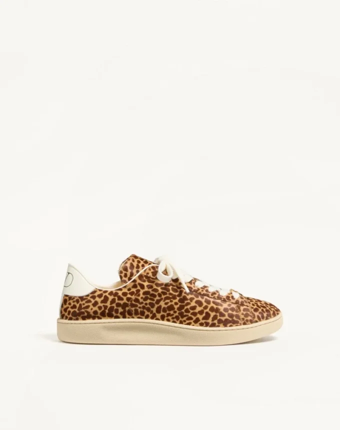 Royco Sneaker in Hair Calf with Fauve Eclat Print and Nappa Calf Leather