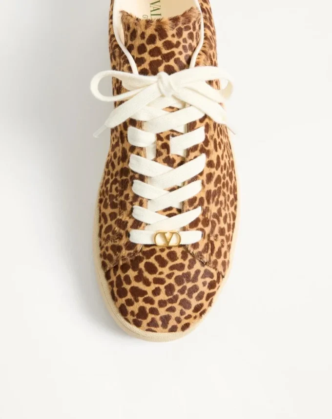 Royco Sneaker in Hair Calf with Fauve Eclat Print and Nappa Calf Leather