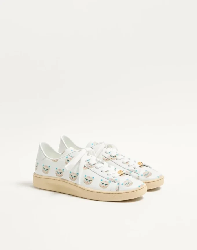 Royco Sneaker In Nappa Calfskin With Le Chat De La Maison Motif