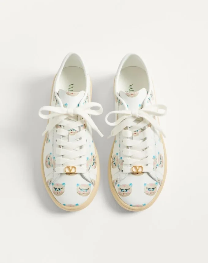 Royco Sneaker In Nappa Calfskin With Le Chat De La Maison Motif