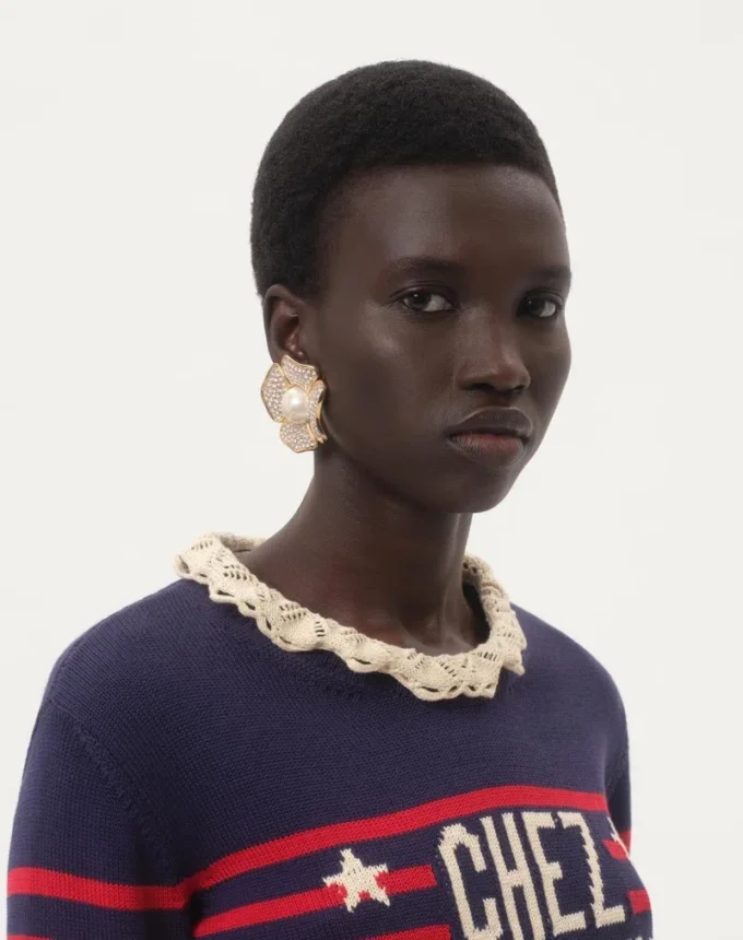 San Fin Metal Earrings With Swarovski® Crystals And Pearls