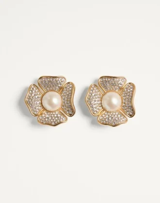 San Fin Metal Earrings With Swarovski® Crystals And Pearls