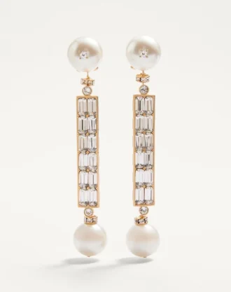 San Fin Metal Earrings With Swarovski® Crystals And Pearls