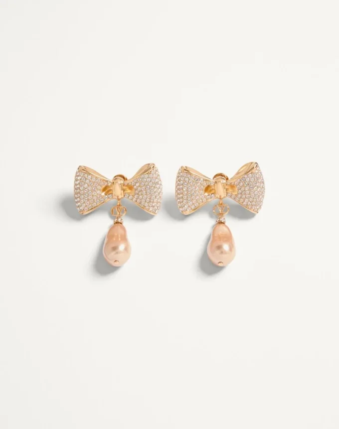 San Fin Metal Earrings With Swarovski® Crystals And Pearls