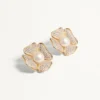 San Fin Metal Earrings With Swarovski® Crystals And Pearls