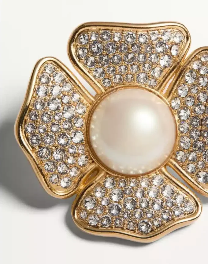 San Fin Metal Earrings With Swarovski® Crystals And Pearls