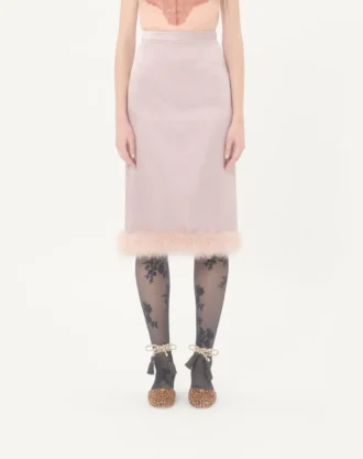 Satin Skirt with Feathers
