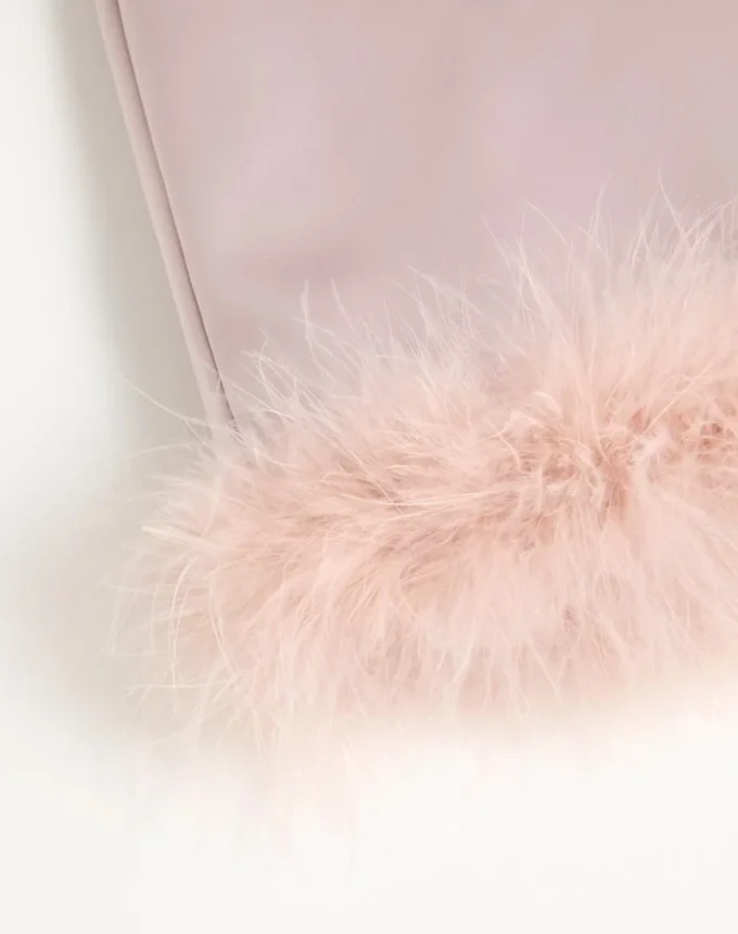 Satin Skirt with Feathers