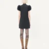 Short Crepe Couture Dress with Feathers Short Crepe Couture Dress with Feathers