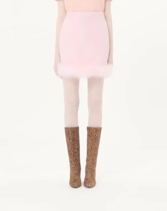 Short Crepe Couture Skirt with Feathers