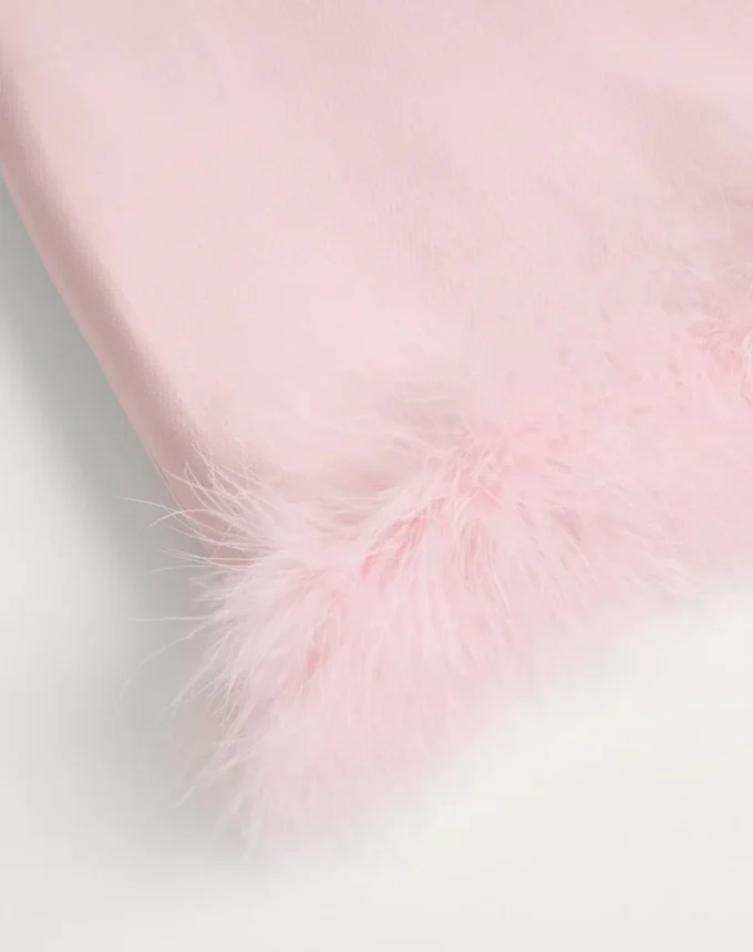 Short Crepe Couture Skirt with Feathers