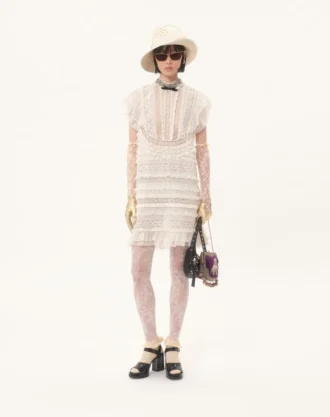 Short Dress In Embroidered Light Linen