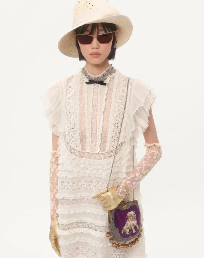 Short Dress In Embroidered Light Linen Short Dress In Embroidered Light Linen