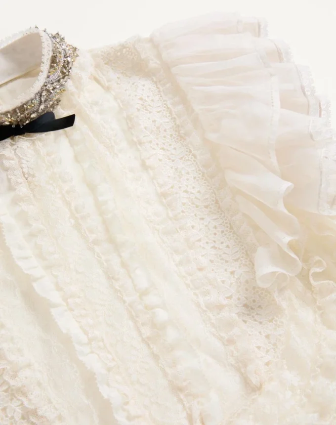 Short Dress In Embroidered Light Linen Short Dress In Embroidered Light Linen