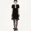 Short Dress in Embroidered Sablé Velvet Short Dress in Embroidered Sablé Velvet