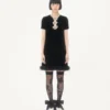 Short Dress in Embroidered Sablé Velvet Short Dress in Embroidered Sablé Velvet