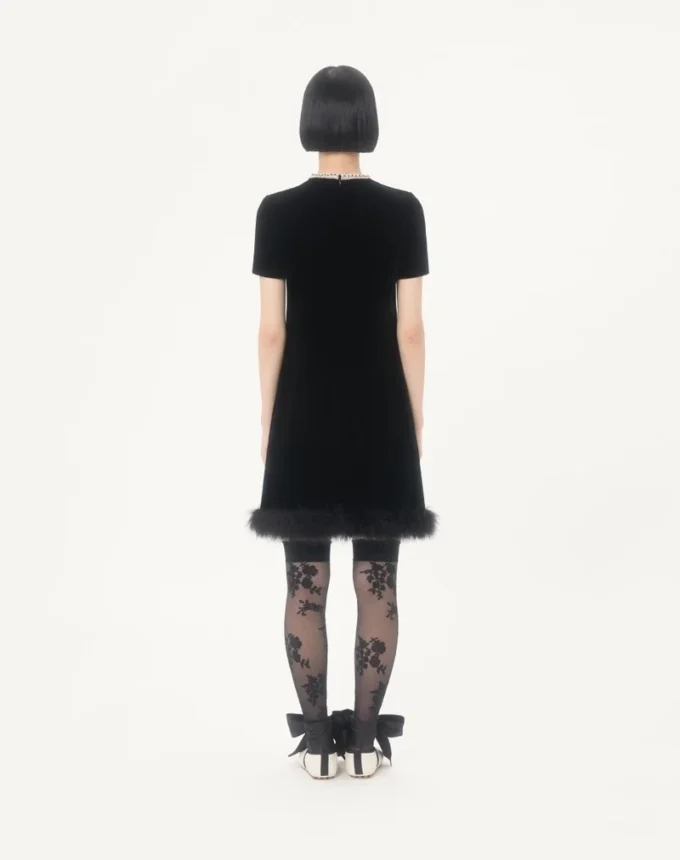 Short Dress in Embroidered Sablé Velvet Short Dress in Embroidered Sablé Velvet