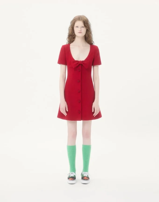 Short Dress In Plain Wool Tweed Short Dress In Plain Wool Tweed