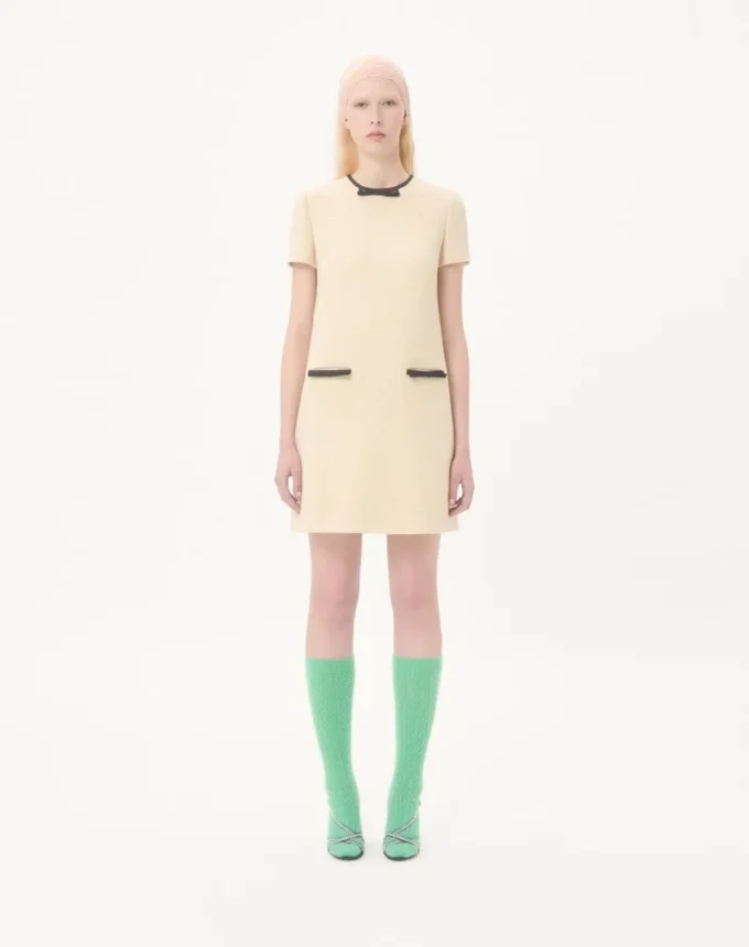 Short Dress In Plain Wool Tweed Short Dress In Plain Wool Tweed