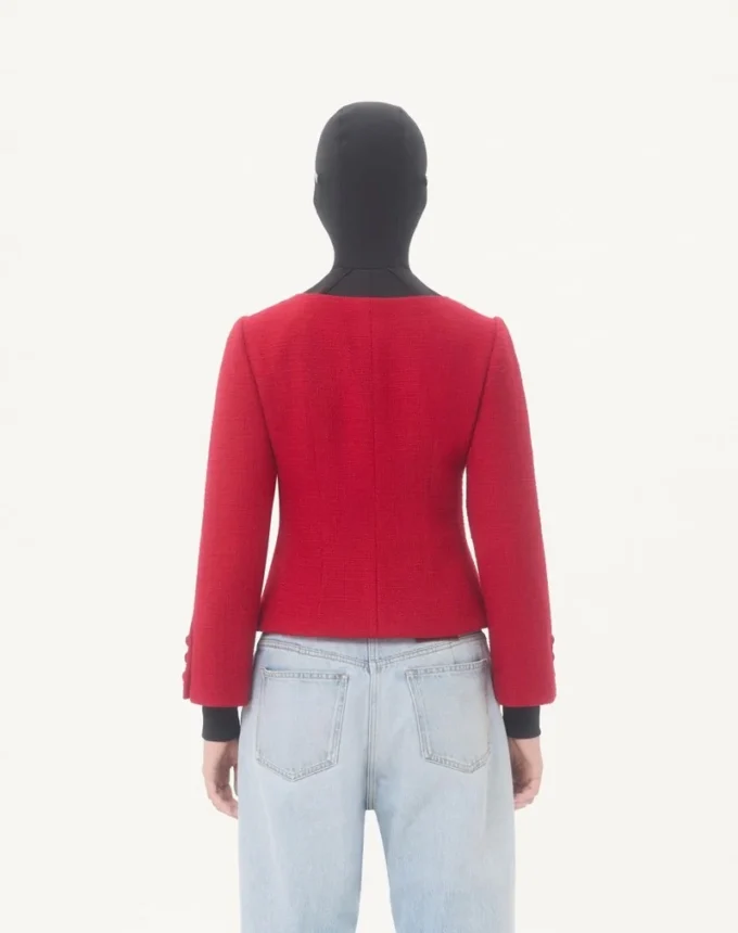 Short Jacket In Plain Wool Tweed