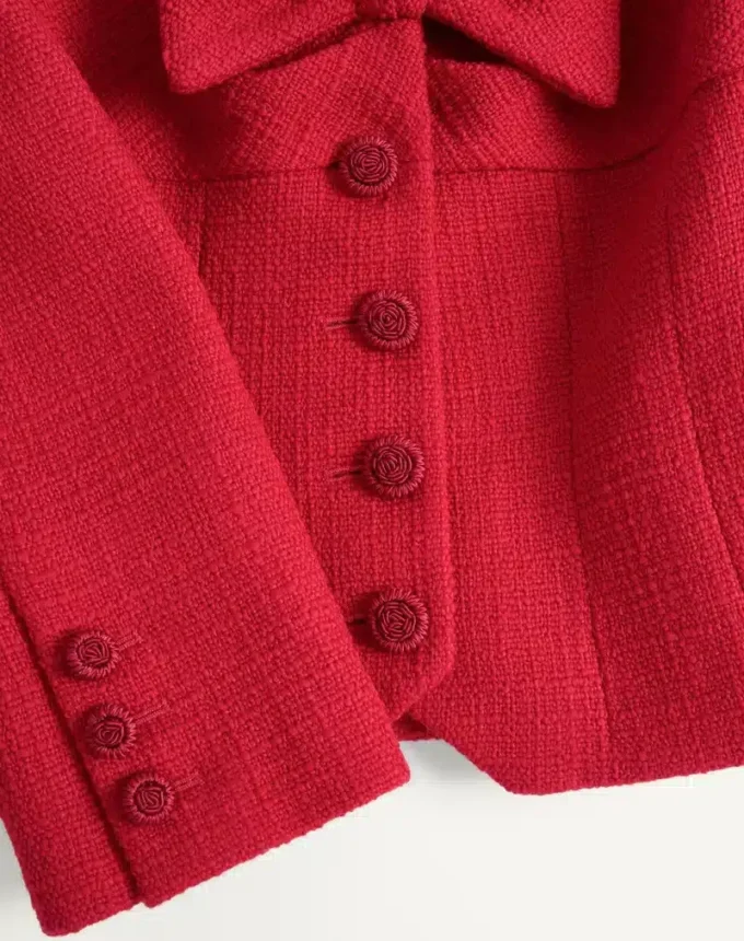 Short Jacket In Plain Wool Tweed