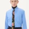 Silk Tie With Papier Floral Pattern
