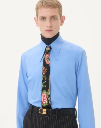 Silk Tie With Papier Floral Pattern