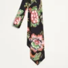 Silk Tie With Papier Floral Pattern